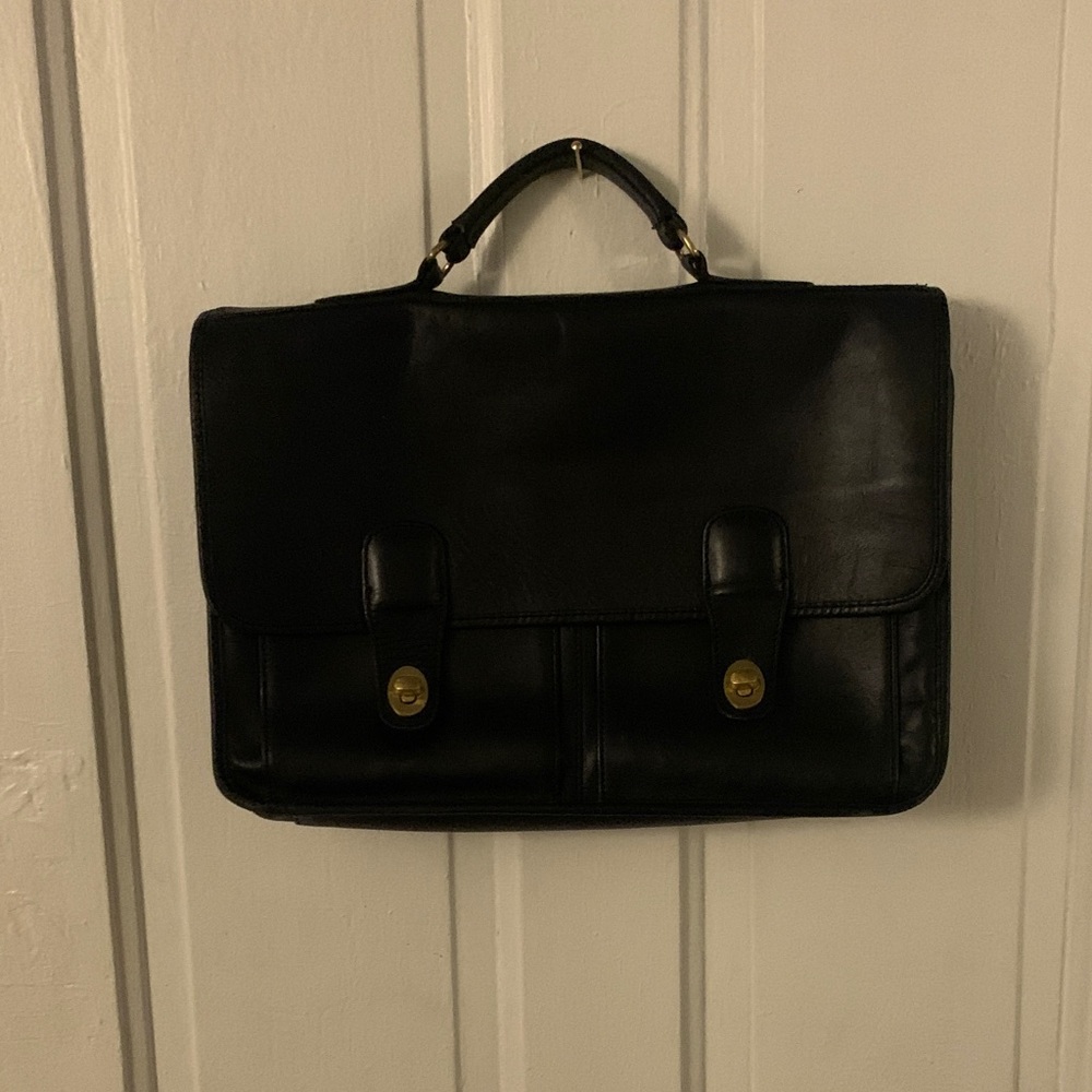Black leather Coach briefcase